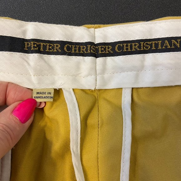 PETER CHRISTIAN Mens W 36 L 30 Mustard Flat Front Chinos Pants - Picture 8 of 13